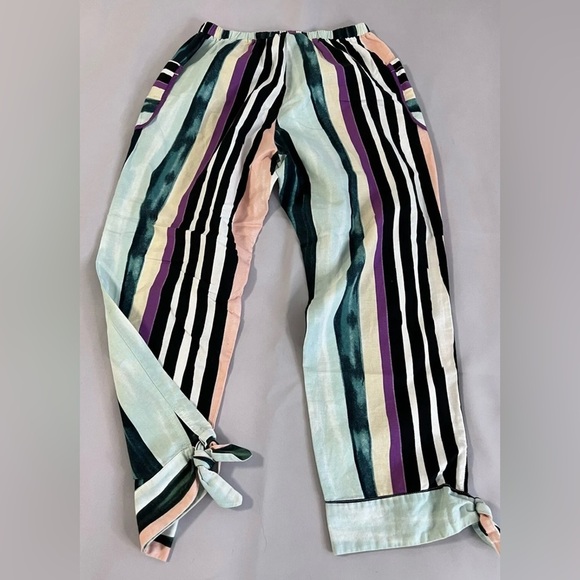 Red Carter  Womens Linen Blend Pants Size Small Stripe Elastic Waist‎ - Picture 7 of 10